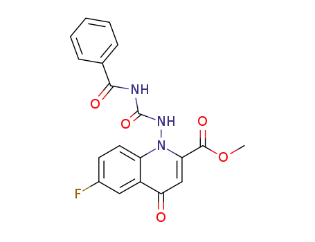 Molecular Structure of 530077-39-5 (methyl 1-{[(benzoylamino)carbonyl]amino}-6-fluoro-4-oxo-1,4-dihydro-2-quinolinecarboxylate)