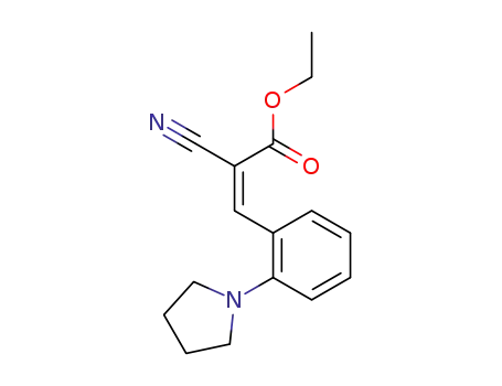 Molecular Structure of 121003-82-5 (ethyl (Z)-2-cyano-3-(2-(pyrrolidin-1-yl)phenyl)acrylate)
