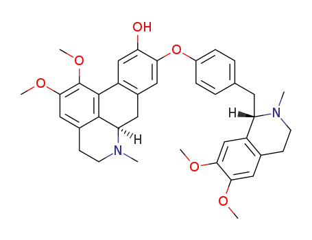 Molecular Structure of 36418-13-0 ((6aR)-9-(4-{[(1S)-6,7-dimethoxy-2-methyl-1,2,3,4-tetrahydroisoquinolin-1-yl]methyl}phenoxy)-1,2-dimethoxy-6-methyl-5,6,6a,7-tetrahydro-4H-dibenzo[de,g]quinolin-10-ol)