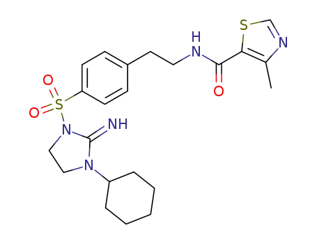 Molecular Structure of 31815-35-7 (4-Methyl-thiazole-5-carboxylic acid {2-[4-(3-cyclohexyl-2-imino-imidazolidine-1-sulfonyl)-phenyl]-ethyl}-amide)