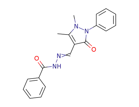 Molecular Structure of 76644-54-7 (1,2-dihydro-1,5-dimethyl-2-phenyl-4-formyl(benzhydrazide)-3H-pyrazol-3-one)