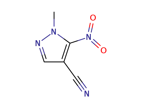 Molecular Structure of 91650-10-1 (1H-Pyrazole-4-carbonitrile, 1-methyl-5-nitro-)