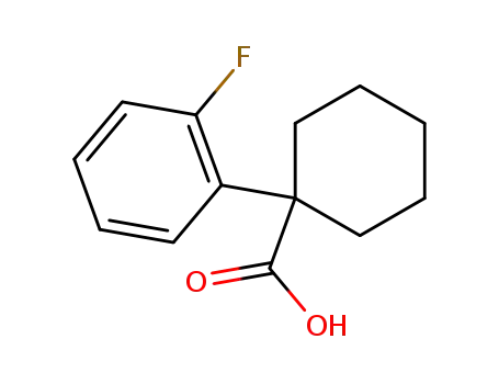 Molecular Structure of 106795-66-8 (1-(2-FLUOROPHENYL)CYCLOHEXANECARBOXYLIC ACID, 98)