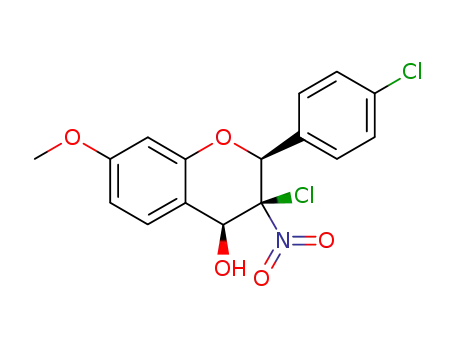 3-chloro-2-(4-chlorophenyl)-3,4-dihydro-4-hydroxy-7-methoxy-3-nitro-2H-1-benzopyran