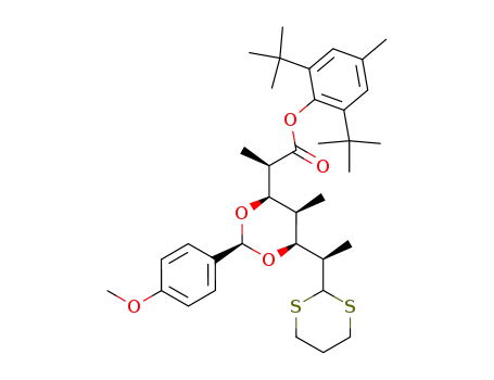 2,6-di-tert-butyl-4-methylphenyl 2,4,6-trideoxy-3,5-O-(S)-(p-methoxybenzylidene)-2,4,6-tri-C-methyl-L-glycero-L-ido-hepturonate trimethylene dithioacetal