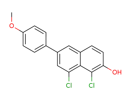 Molecular Structure of 550998-48-6 (1,8-dichloro-6-(4-methoxyphenyl)-2-naphthol)