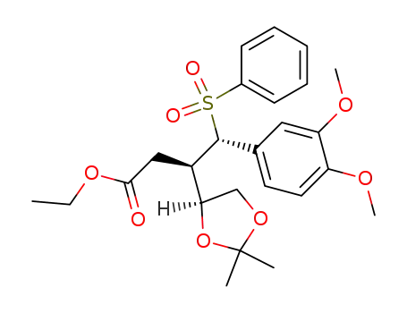 Molecular Structure of 717908-85-5 ((3R,4S)-4-Benzenesulfonyl-4-(3,4-dimethoxy-phenyl)-3-((S)-2,2-dimethyl-[1,3]dioxolan-4-yl)-butyric acid ethyl ester)