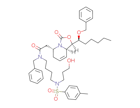 (1R,1'S,5R,9R)-N-benzyl-N-{4-[(3-hydroxypropyl)(toluene-4-sulfonyl)amino]butyl}-2-[3-oxo-1-((1'-phenylmethoxy)hexyl)-1,5,6,8a-tetrahydrooxazolo[3,4-a]pyridin-5-yl]acetamide