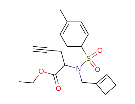 Molecular Structure of 845252-86-0 (4-Pentynoic acid,
2-[(1-cyclobuten-1-ylmethyl)[(4-methylphenyl)sulfonyl]amino]-, ethyl ester)