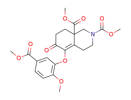 Molecular Structure of 93757-88-1 (1,2,3,4,6,7,8,9-octahydro-2,9-dicarbomethoxy-5-(2-methoxy-5-carbomethoxyphenoxy)-6-oxoisoquinoline)