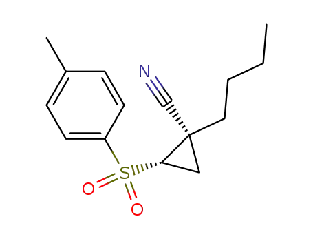 Molecular Structure of 827342-44-9 (Cyclopropanecarbonitrile, 1-butyl-2-[(4-methylphenyl)sulfonyl]-, (1S,2S)-)