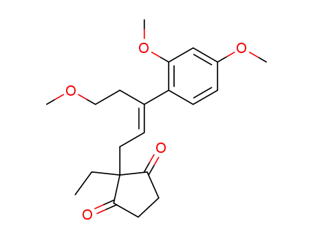 Molecular Structure of 114506-69-3 (2-ethyl-2-<5-methoxy-3-(2,4-dimethoxyphenyl)pent-2-enyl>cyclopentane-1,3-dione)
