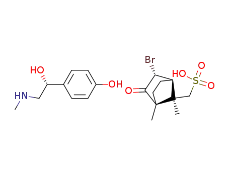 Molecular Structure of 128441-37-2 ((+)-2-methylamino-1-(4-hydroxyphenyl)ethanol (+)-3-bromocamphor-8-sulphonate)
