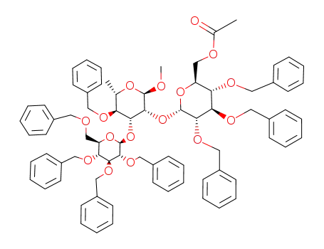 Methyl 2-O-(6-O-acetyl-2,3,4-tri-O-benzyl-α-D-glucopyranosyl)-4-O-benzyl-3-O-(2,3,4,6-tetra-O-benzyl-β-D-glucopyranosyl)-α-L-rhamnopyranoside