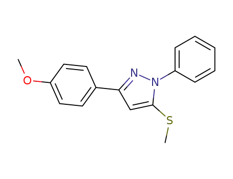 Molecular Structure of 871110-00-8 (3-(4-METHOXYPHENYL)-5-METHYLTHIO-1-PHENYL-1H-PYRAZOLE)