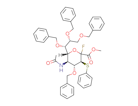 (3S,4R,5S,6R)-5-Acetylamino-4-benzyloxy-2-fluoro-3-phenylsulfanyl-6-((1S,2R)-1,2,3-tris-benzyloxy-propyl)-tetrahydro-pyran-2-carboxylic acid methyl ester