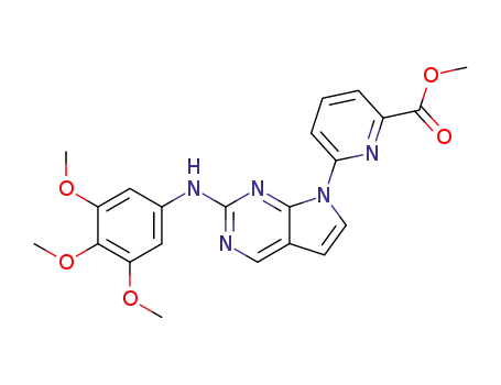 Molecular Structure of 888969-42-4 (6-[2-(3,4,5-trimethoxy-phenylamino)-pyrrolo[2,3-<i>d</i>]pyrimidin-7-yl]-pyridine-2-carboxylic acid methyl ester)