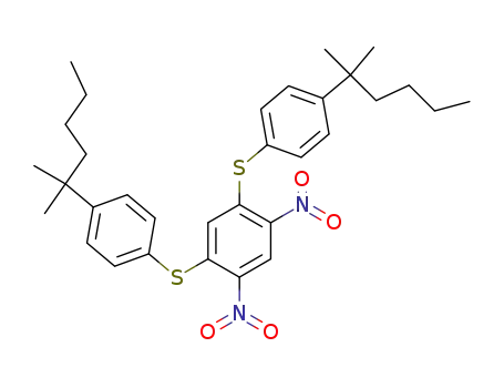Molecular Structure of 1027252-38-5 (1,3-Bis<<4-(1,1-dimethylpentyl)pheny>thio>-4,6-dinitrobenzene)