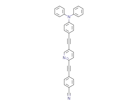 Molecular Structure of 880266-37-5 (Benzonitrile, 4-[[5-[[4-(diphenylamino)phenyl]ethynyl]-2-pyridinyl]ethynyl]-)