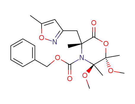 benzyl (2S,3R,5R)-2,3-dimethoxy-2,3,5-trimethyl-5-(5-methylisoxazol-3-ylmethyl)-6-oxomorpholine-4-carboxylate