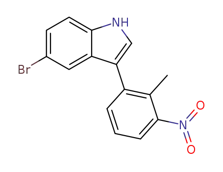 Molecular Structure of 89346-29-2 (1H-Indole, 5-bromo-3-(2-methyl-3-nitrophenyl)-)
