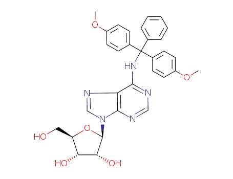 Molecular Structure of 876131-62-3 (Adenosine, N-[bis(4-methoxyphenyl)phenylmethyl]-)