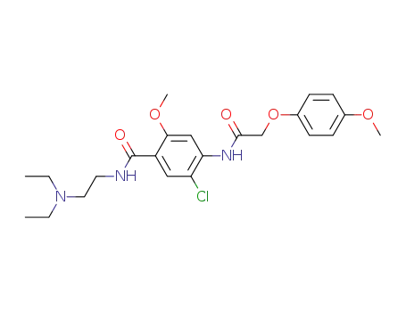 Molecular Structure of 85630-60-0 (5-Chloro-N-(2-diethylamino-ethyl)-2-methoxy-4-[2-(4-methoxy-phenoxy)-acetylamino]-benzamide)