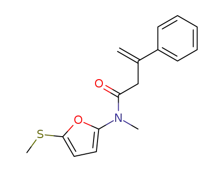 Molecular Structure of 496863-32-2 (Benzenepropanamide,  N-methyl--bta--methylene-N-[5-(methylthio)-2-furanyl]-)