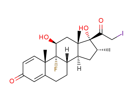 Molecular Structure of 2029-18-7 (9-Fluoro-21-iodo-16-methylpregna-1,4-diene-11,17-diol-3,20-dion)