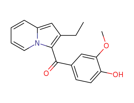 Molecular Structure of 77823-51-9 ((2-Ethyl-indolizin-3-yl)-(4-hydroxy-3-methoxy-phenyl)-methanone)