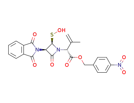 Molecular Structure of 52186-81-9 ((<i>R</i>)-2-((2<i>R</i>)-2<i>r</i>-hydroxysulfanyl-4-oxo-3<i>c</i>-phthalimido-azetidin-1-yl)-3-methyl-but-3-enoic acid 4-nitro-benzyl ester)