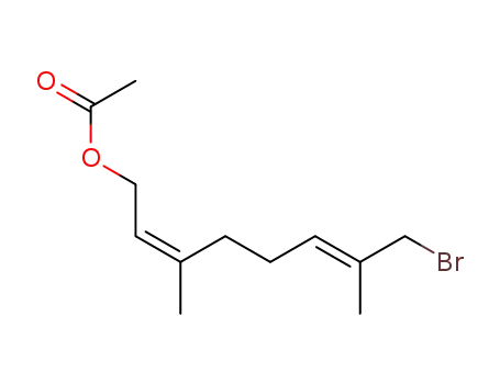 Molecular Structure of 79433-13-9 (acetic acid (2Z,6E)-8-bromo-3,7-dimethyl-octa-2,6-dienyl ester)