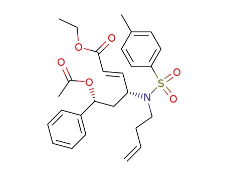 2-Hexenoic acid,
6-(acetyloxy)-4-[3-butenyl[(4-methylphenyl)sulfonyl]amino]-6-phenyl-,
ethyl ester, (2E,4R,6R)-