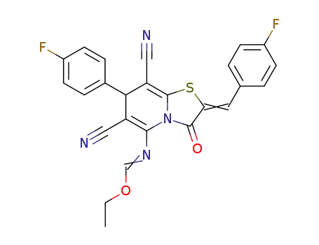 2-(4-fluorophenyl)methylidene-7-(4-fluorophenyl)-2,3-dihydro-5-ethoxyethyleneamino-7H-3-oxo-thiazolo[3,2-a]pyrimidin-6,8-dicarbonitrile