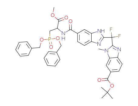 2-({6-[2-(bis-benzyloxy-phosphoryl)-1-methoxycarbonyl-ethylcarbamoyl]-1<i>H</i>-benzoimidazol-2-yl}-difluoro-methyl)-3-methyl-3<i>H</i>-benzoimidazole-5-carboxylic acid <i>tert</i>-butyl ester