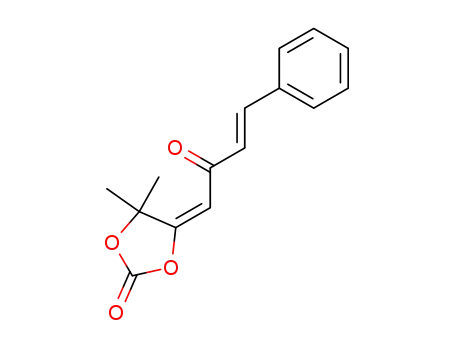 Molecular Structure of 122059-39-6 (4,4-Dimethyl-5-[(E)-2-oxo-4-phenyl-but-3-en-(E)-ylidene]-[1,3]dioxolan-2-one)