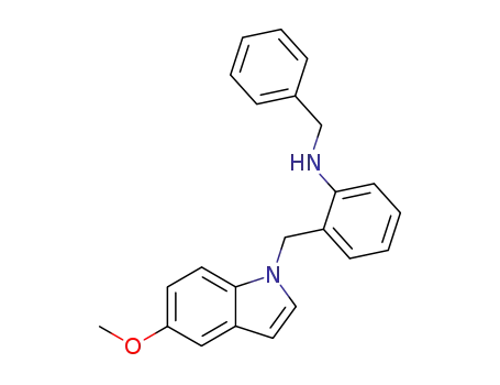 Molecular Structure of 841214-50-4 (Benzenemethanamine, N-[2-[(5-methoxy-1H-indol-1-yl)methyl]phenyl]-)