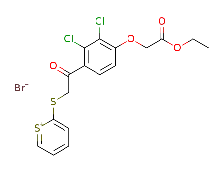 Molecular Structure of 105774-20-7 (Thiopyrylium,
2-[[2-[2,3-dichloro-4-(2-ethoxy-2-oxoethoxy)phenyl]-2-oxoethyl]thio]-,
bromide)