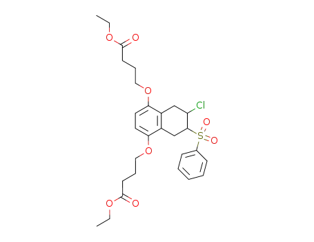 Molecular Structure of 870767-70-7 (4-[7-benzenesulfonyl-6-chloro-4-(3-ethoxycarbonyl-propoxy)-5,6,7,8-tetrahydro-naphthalen-1-yloxy]-butyric acid ethyl ester)
