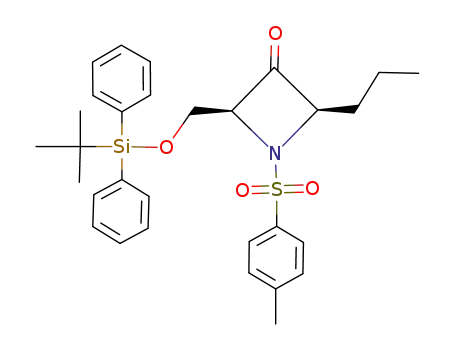 3-Azetidinone,
2-[[[(1,1-dimethylethyl)diphenylsilyl]oxy]methyl]-1-[(4-methylphenyl)sulfon
yl]-4-propyl-, (2S,4R)-