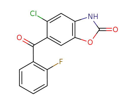 Molecular Structure of 153116-16-6 (2(3H)-Benzoxazolone, 5-chloro-6-(2-fluorobenzoyl)-)