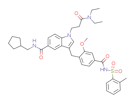 1-(2-Diethylcarbamoyl-ethyl)-3-[2-methoxy-4-(toluene-2-sulfonylaminocarbonyl)-benzyl]-1H-indole-5-carboxylic acid cyclopentylmethyl-amide