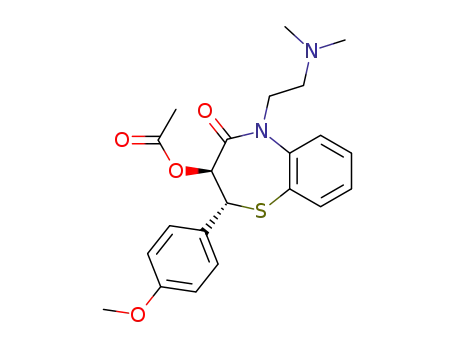 Molecular Structure of 111188-71-7 (1,5-Benzothiazepin-4(5H)-one, 3-(acetyloxy)-5-[2-(dimethylamino)ethyl]-2,3-dihydro-2-(4-methoxyphenyl)-, (2R-trans)-)