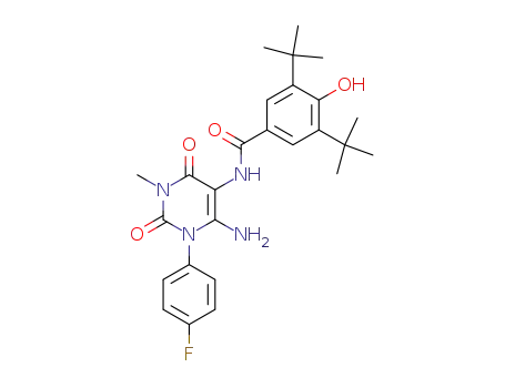 N-[6-amino-1-(4-fluorophenyl)-3-methyl-2,4-dioxopyrimidin-5-yl]-3,5-ditert-butyl-4-hydroxybenzamide