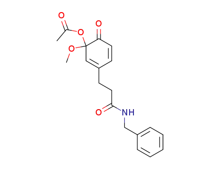 Molecular Structure of 391609-36-2 (6-acetoxy-4-(2-benzylcarbamoyl-ethyl)-6-methoxycyclohexa-2,4-dienone)