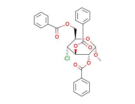 Molecular Structure of 41881-07-6 (Methyl2,3,6-tri-O-benzoyl-4-deoxy-4-chloro-a-D-glucopyranoside)