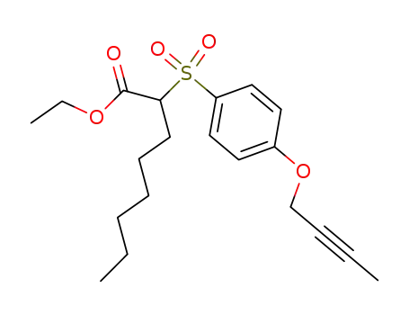 Molecular Structure of 287392-81-8 (Octanoic acid, 2-[[4-(2-butynyloxy)phenyl]sulfonyl]-, ethyl ester)