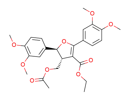 Molecular Structure of 112797-25-8 (3-Furancarboxylic acid,
4-[(acetyloxy)methyl]-2,5-bis(3,4-dimethoxyphenyl)-4,5-dihydro-, ethyl
ester, trans-)
