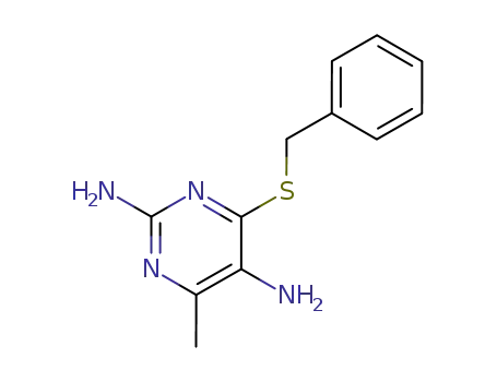 Molecular Structure of 90072-38-1 (2,5-Pyrimidinediamine, 4-methyl-6-[(phenylmethyl)thio]-)
