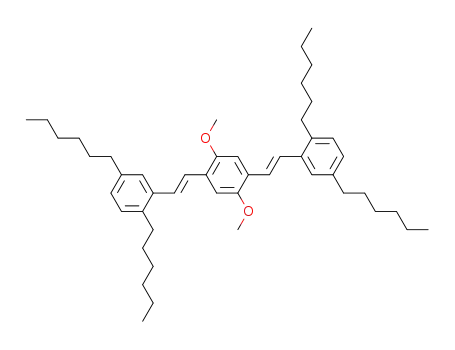 Molecular Structure of 493036-92-3 (Benzene, 1,4-bis[(1E)-2-(2,5-dihexylphenyl)ethenyl]-2,5-dimethoxy-)